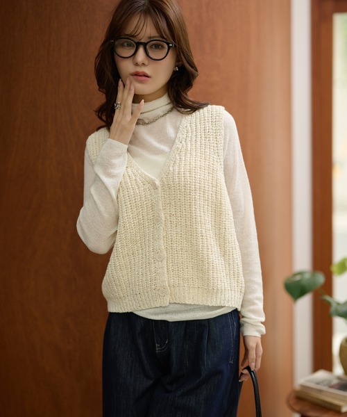 LAULEN(ローレン)の「semi sheer high neck tops /ウール混セミシアーハイネックトップス(その他トップス・レディース・チャコールグレー/アイボリー/ブラック・FREE)」の9枚目の写真