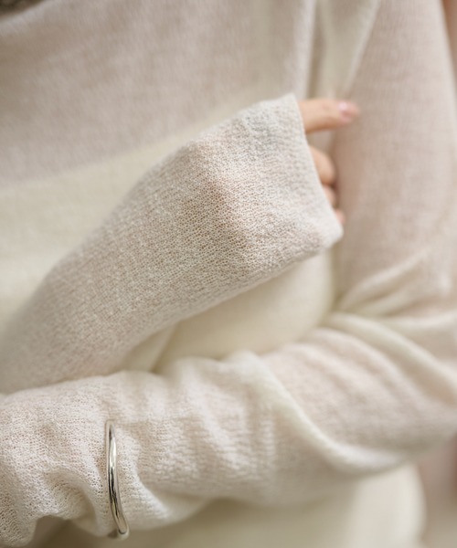 LAULEN(ローレン)の「semi sheer high neck tops /ウール混セミシアーハイネックトップス(その他トップス・レディース・チャコールグレー/アイボリー/ブラック・FREE)」の12枚目の写真