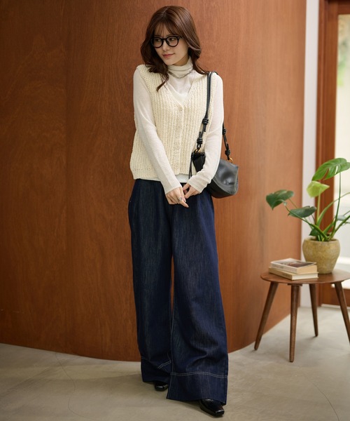 LAULEN(ローレン)の「semi sheer high neck tops /ウール混セミシアーハイネックトップス(その他トップス・レディース・チャコールグレー/アイボリー/ブラック・FREE)」の15枚目の写真