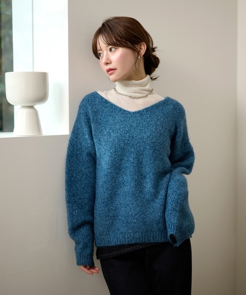 LAULEN(ローレン)の「semi sheer high neck tops /ウール混セミシアーハイネックトップス(その他トップス・レディース・チャコールグレー/アイボリー/ブラック・FREE)」の20枚目の写真
