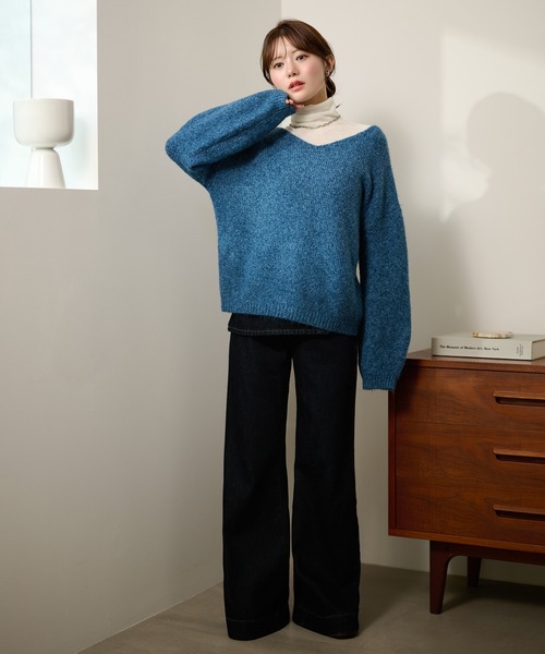 LAULEN(ローレン)の「semi sheer high neck tops /ウール混セミシアーハイネックトップス(その他トップス・レディース・チャコールグレー/アイボリー/ブラック・FREE)」の21枚目の写真
