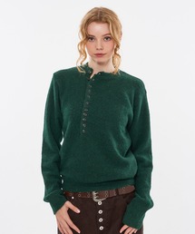 WISH FOR EVER（ウィッシュフォーエバー）の「HENRY BUTTON WOOL-BLEND MELANGE KNIT / ヘンリーボタンウールブレンドメランジニット（ニット/セーター）」