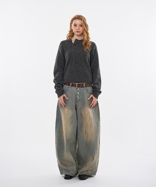 WISH FOR EVER(ウィッシュフォーエバー)の「HENRY BUTTON WOOL-BLEND MELANGE KNIT / ヘンリーボタンウールブレンドメランジニット(ニット/セーター・メンズ・ブラウン/グリーン/チャコールグレー・MEDIUM/SMALL/LARGE)」の5枚目の写真