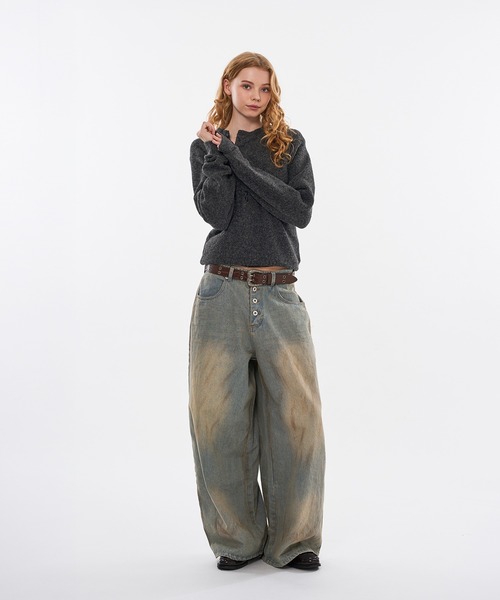 WISH FOR EVER(ウィッシュフォーエバー)の「HENRY BUTTON WOOL-BLEND MELANGE KNIT / ヘンリーボタンウールブレンドメランジニット(ニット/セーター・メンズ・ブラウン/グリーン/チャコールグレー・MEDIUM/SMALL/LARGE)」の9枚目の写真