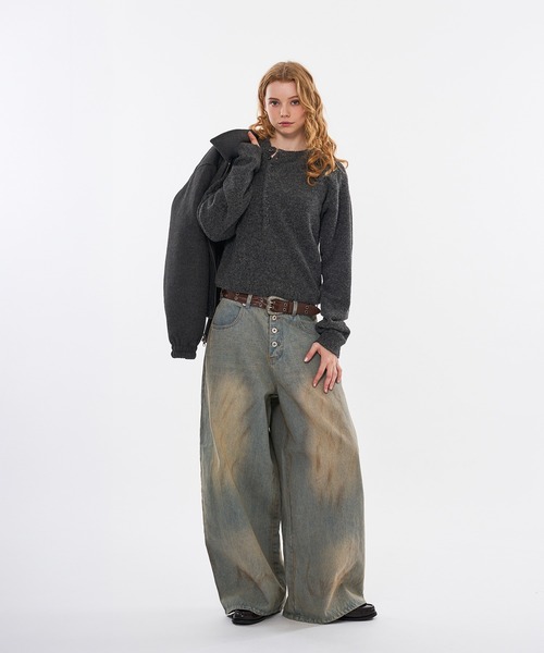 WISH FOR EVER(ウィッシュフォーエバー)の「HENRY BUTTON WOOL-BLEND MELANGE KNIT / ヘンリーボタンウールブレンドメランジニット(ニット/セーター・メンズ・ブラウン/グリーン/チャコールグレー・MEDIUM/SMALL/LARGE)」の11枚目の写真