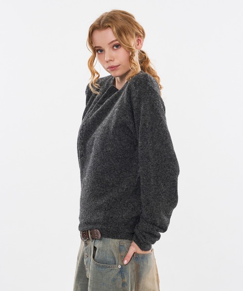 WISH FOR EVER(ウィッシュフォーエバー)の「HENRY BUTTON WOOL-BLEND MELANGE KNIT / ヘンリーボタンウールブレンドメランジニット(ニット/セーター・メンズ・ブラウン/グリーン/チャコールグレー・MEDIUM/SMALL/LARGE)」の15枚目の写真