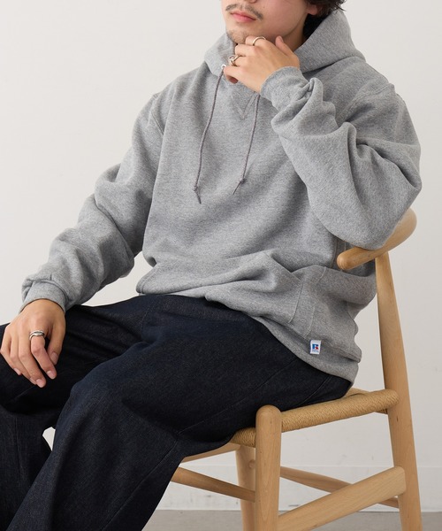 Russell Athletic（ラッセルアスレティック）の「【Russell Athletic】Dri-Power Fleece Pullover Hood プルオーバースウェットパーカー フーディー 裏起毛 オーバーサイズ 695HBM1 UNTR（パーカー・メンズ・ダークグレー/ホワイト/アッシュ/グレー/ブラック・S/M/L/XL）」の4枚目の写真