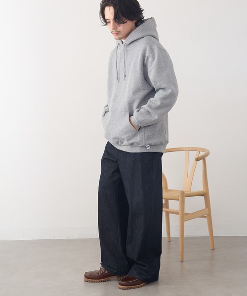 Russell Athletic（ラッセルアスレティック）の「【Russell Athletic】Dri-Power Fleece Pullover Hood プルオーバースウェットパーカー フーディー 裏起毛 オーバーサイズ 695HBM1 UNTR（パーカー・メンズ・ダークグレー/ホワイト/アッシュ/グレー/ブラック・S/M/L/XL）」の6枚目の写真