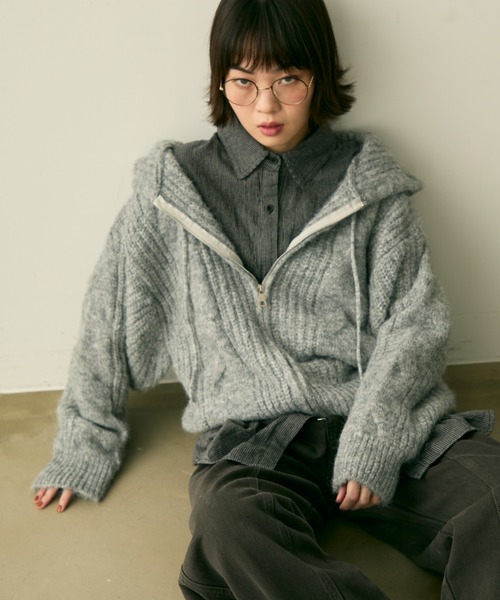 専用 【CLANE】ANGORA OVER KNIT HOODIE clane ANGORA OVER KNIT HOODIE - メルカリ
