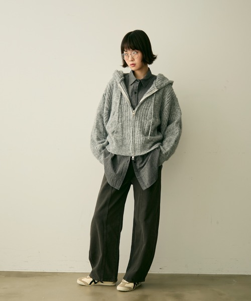 cable over knit hoodie / ケーブルオーバーニットフーディー（ニット