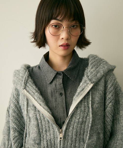 cable over knit hoodie / ケーブルオーバーニットフーディー（ニット