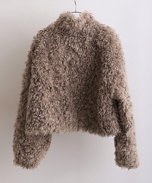 ElegChic（エレグシック）の「カルガンラム風 フェイクファー ジャケット（モッズコート・レディース・キャメル・M/L）」の8枚目の写真