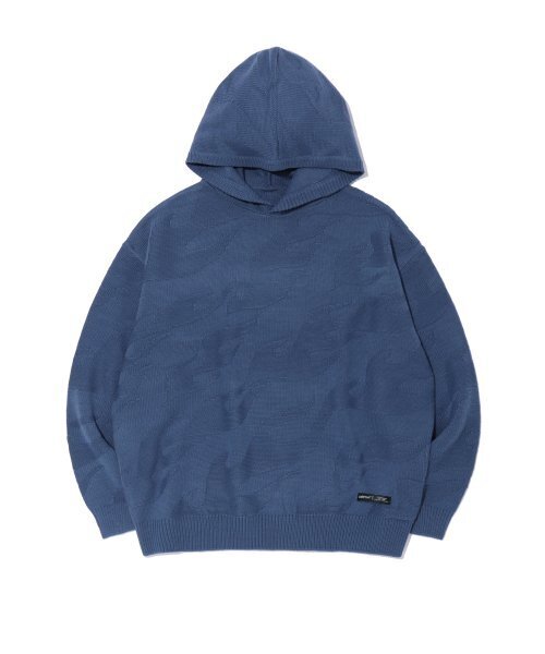 FLAME HOOD KNIT — вязаная худи синяя