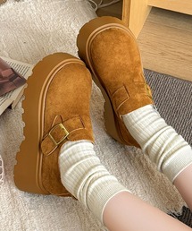 shoes365 | スエード調6cm厚底シューズ(ローファー)