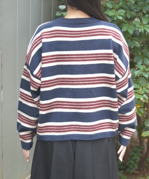 axes femme（アクシーズファム）の「ボーダーニット（ニット/セーター・レディース・ブラック/ネイビー・FREE）」の5枚目の写真