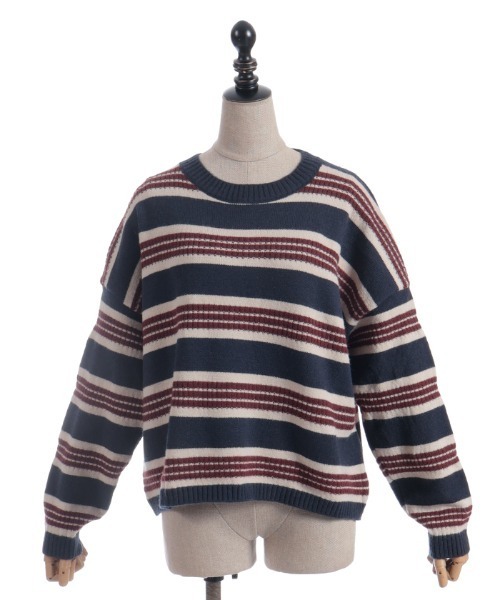 axes femme（アクシーズファム）の「ボーダーニット（ニット/セーター・レディース・ブラック/ネイビー・FREE）」の6枚目の写真