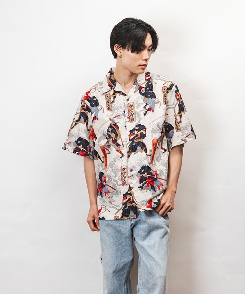 garsonwave(ギャルソンウェーブ)の「ぎゃるそんうぇいぶ 日本製 和柄 開襟 半袖 シャツ(GW)(シャツ/ブラウス・メンズ・N/M/H/G/B/A/P/O・L/M)」の5枚目の写真