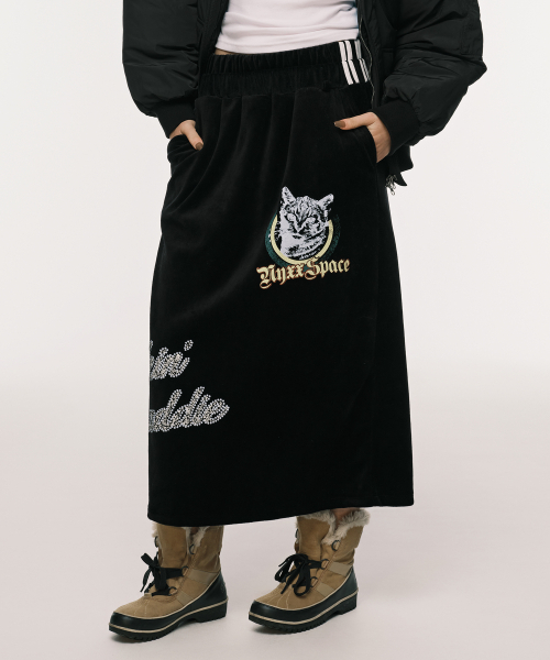 VELVET GRAPHIC SKIRT BLACK（スカート）｜NYXX（エヌワイエックス