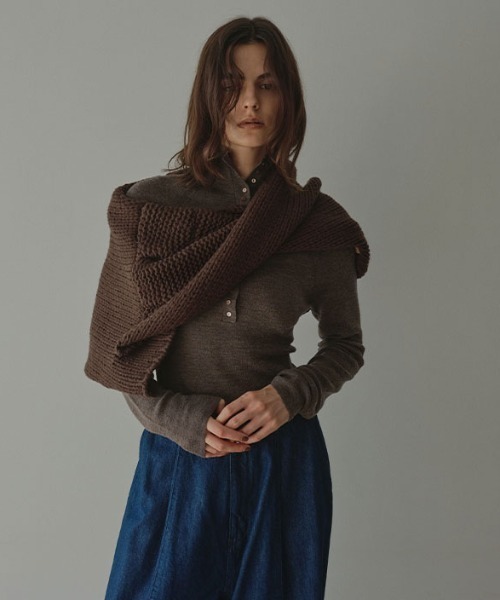 バルキーヤーンハンドニットスヌード（ネックウォーマー/スヌード