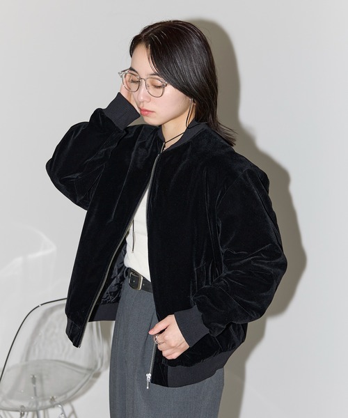 SOTT（ソット）の「ベロア 中綿ブルゾン（ブルゾン・レディース・ブラック/ブラウン・FREE）」の22枚目の写真