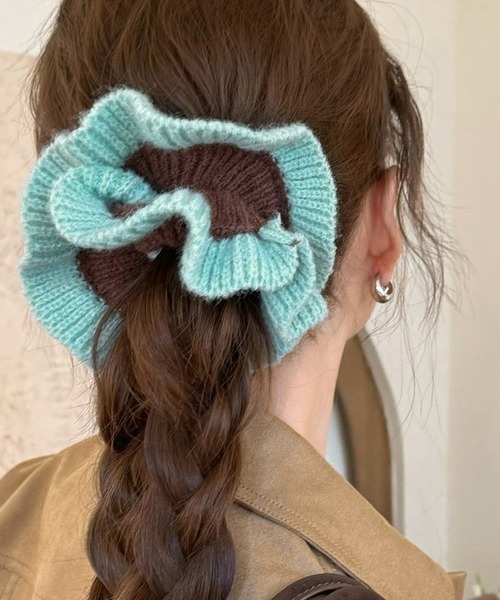 セール】【urge select】バイカラー ニット ボリュームシュシュ