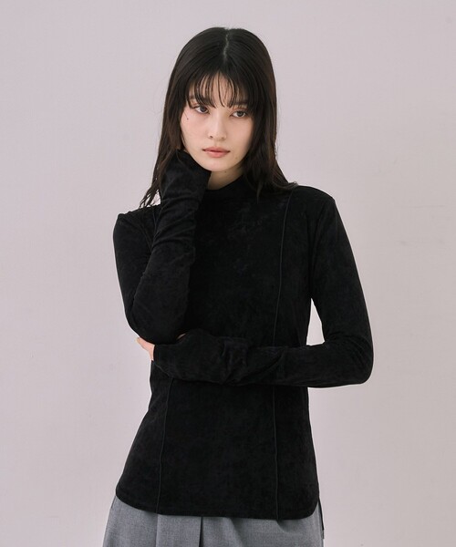 UNITED TOKYO（ユナイテッドトウキョウ）の「【残りわずか！】トリアセテートベロアプルオーバー｜ウォッシャブル/オフィスカジュアル/オケージョン/細見え/冬服（Tシャツ/カットソー・レディース・ブラック/ライトグリーン・FREE）」の14枚目の写真