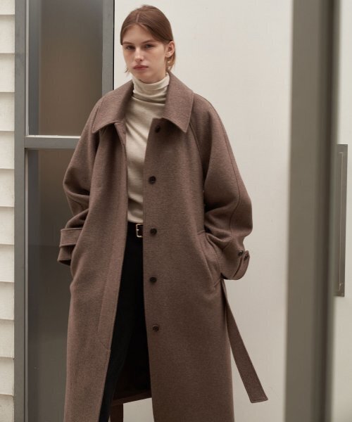 FRAY I.D バルマカンロングコート FWFC215001 モカ ウール ウールバルマカンロングコート - モカ FRAY I.D バルマカンロング