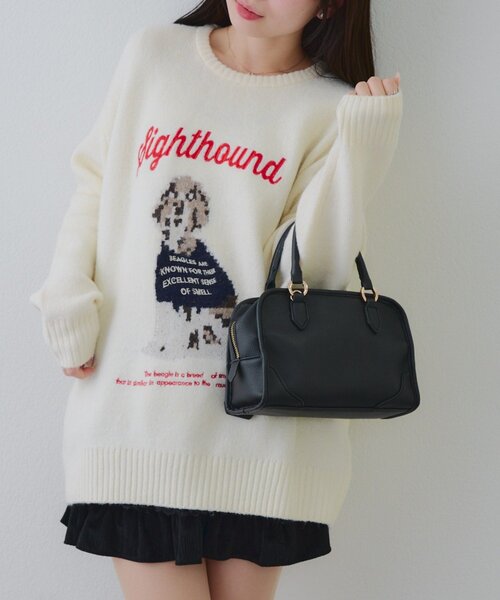 Another Branch olive des olive(アナザーブランチオリーブデオリーブ)の「Dogニットプルオーバー(ニット/セーター・レディース・ボルドー/アイボリー/ブルー・FREE)」の4枚目の写真