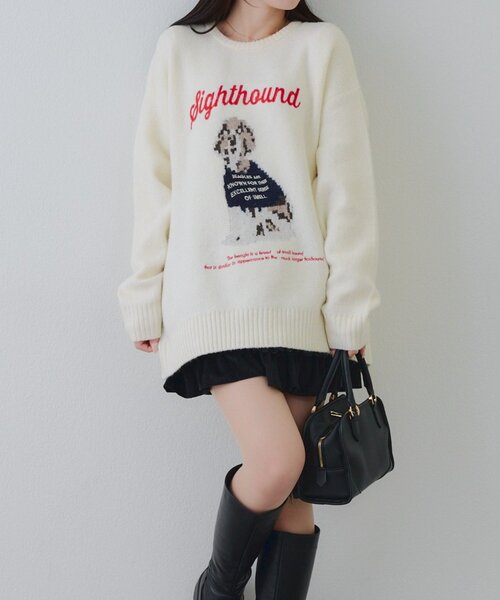 Another Branch olive des olive(アナザーブランチオリーブデオリーブ)の「Dogニットプルオーバー(ニット/セーター・レディース・ボルドー/アイボリー/ブルー・FREE)」の5枚目の写真