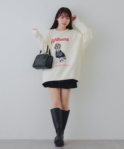 Another Branch olive des olive(アナザーブランチオリーブデオリーブ)の「Dogニットプルオーバー(ニット/セーター・レディース・ボルドー/アイボリー/ブルー・FREE)」の6枚目の写真