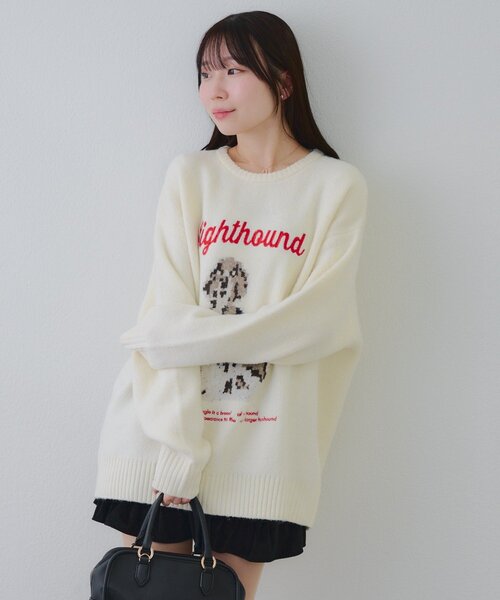 Another Branch olive des olive(アナザーブランチオリーブデオリーブ)の「Dogニットプルオーバー(ニット/セーター・レディース・ボルドー/アイボリー/ブルー・FREE)」の7枚目の写真