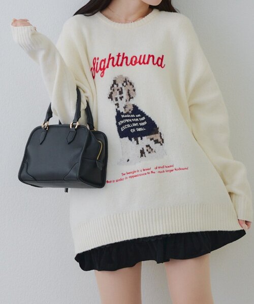 Another Branch olive des olive(アナザーブランチオリーブデオリーブ)の「Dogニットプルオーバー(ニット/セーター・レディース・ボルドー/アイボリー/ブルー・FREE)」の9枚目の写真