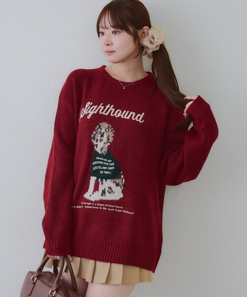 Another Branch olive des olive(アナザーブランチオリーブデオリーブ)の「Dogニットプルオーバー(ニット/セーター・レディース・ボルドー/アイボリー/ブルー・FREE)」の16枚目の写真