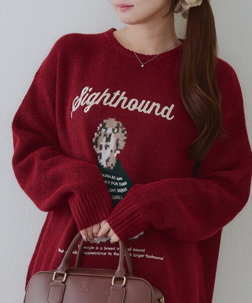 Another Branch olive des olive(アナザーブランチオリーブデオリーブ)の「Dogニットプルオーバー(ニット/セーター・レディース・ボルドー/アイボリー/ブルー・FREE)」の17枚目の写真