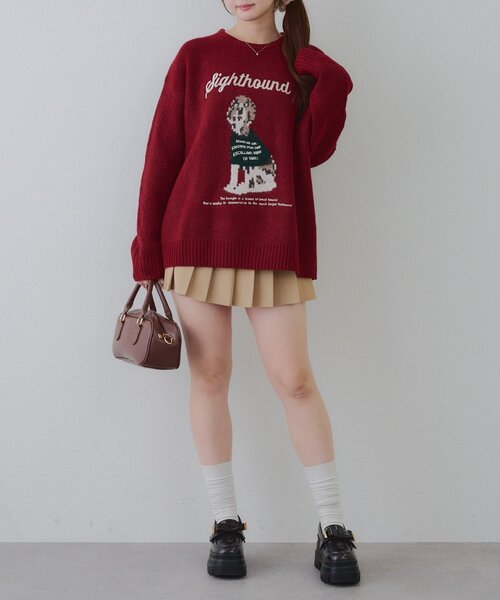 Another Branch olive des olive(アナザーブランチオリーブデオリーブ)の「Dogニットプルオーバー(ニット/セーター・レディース・ボルドー/アイボリー/ブルー・FREE)」の18枚目の写真