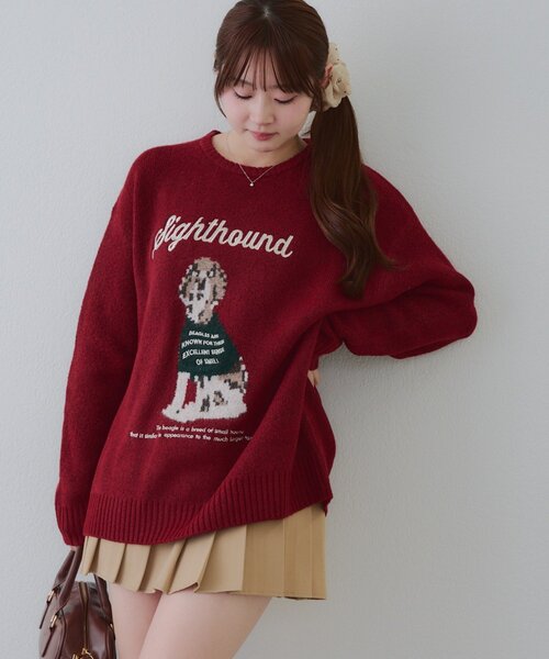 Another Branch olive des olive(アナザーブランチオリーブデオリーブ)の「Dogニットプルオーバー(ニット/セーター・レディース・ボルドー/アイボリー/ブルー・FREE)」の20枚目の写真