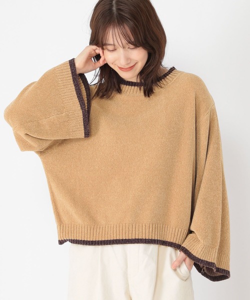 studio CLIP（スタディオクリップ）の「【CLIP BY STAFF/ちーばちゃん企画】7ゲージ配色モールニット（ニット/セーター・レディース・ダークブラウン/ネイビー/ベージュ・FREE）」の13枚目の写真