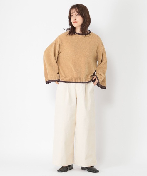 studio CLIP（スタディオクリップ）の「【CLIP BY STAFF/ちーばちゃん企画】7ゲージ配色モールニット（ニット/セーター・レディース・ダークブラウン/ネイビー/ベージュ・FREE）」の15枚目の写真