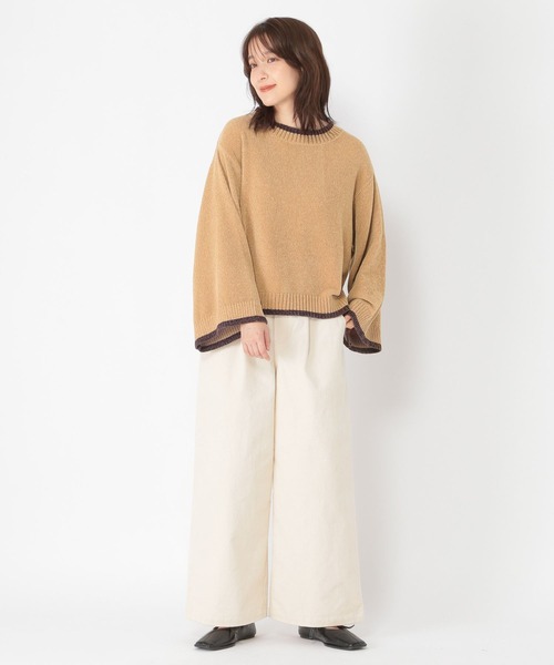 studio CLIP（スタディオクリップ）の「【CLIP BY STAFF/ちーばちゃん企画】7ゲージ配色モールニット（ニット/セーター・レディース・ダークブラウン/ネイビー/ベージュ・FREE）」の16枚目の写真