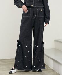 MAJESTIC LEGON | サイドリボンビジューデニムパンツ(デニムパンツ)