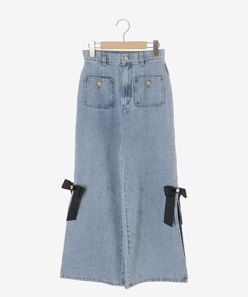 MAJESTIC LEGON（マジェスティックレゴン）の「サイドリボンビジューデニムパンツ（デニムパンツ・レディース・ブラック/サックスブルー・SMALL/MEDIUM）」の22枚目の写真