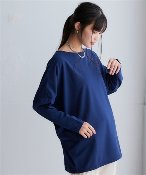 nissen（ニッセン）の「アウトラストソフトタッチカットジョーゼットオーバーサイズチュニック（温度調整・吸汗速乾・UVカット）＜大きいサイズ有＞（Tシャツ/カットソー・レディース・グレイッシュブルー/グレイッシュベージュ/ネイビー・3L/LL/L/M/S）」の10枚目の写真