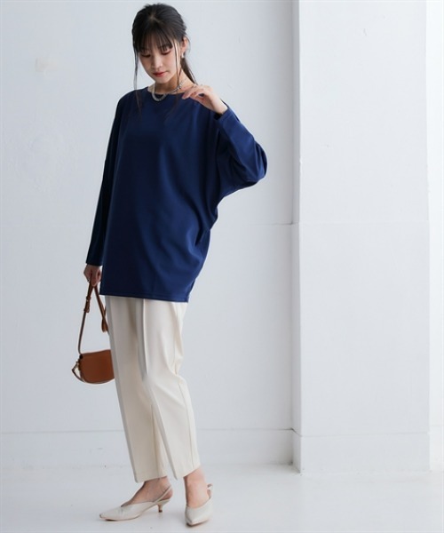 nissen（ニッセン）の「アウトラストソフトタッチカットジョーゼットオーバーサイズチュニック（温度調整・吸汗速乾・UVカット）＜大きいサイズ有＞（Tシャツ/カットソー・レディース・グレイッシュブルー/グレイッシュベージュ/ネイビー・3L/LL/L/M/S）」の11枚目の写真