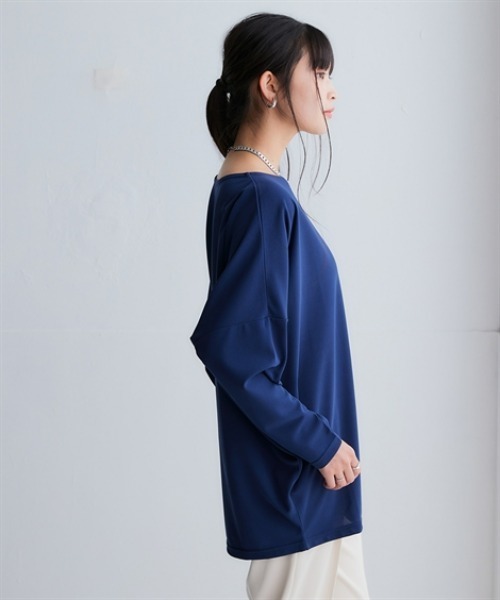 nissen（ニッセン）の「アウトラストソフトタッチカットジョーゼットオーバーサイズチュニック（温度調整・吸汗速乾・UVカット）＜大きいサイズ有＞（Tシャツ/カットソー・レディース・グレイッシュブルー/グレイッシュベージュ/ネイビー・3L/LL/L/M/S）」の13枚目の写真