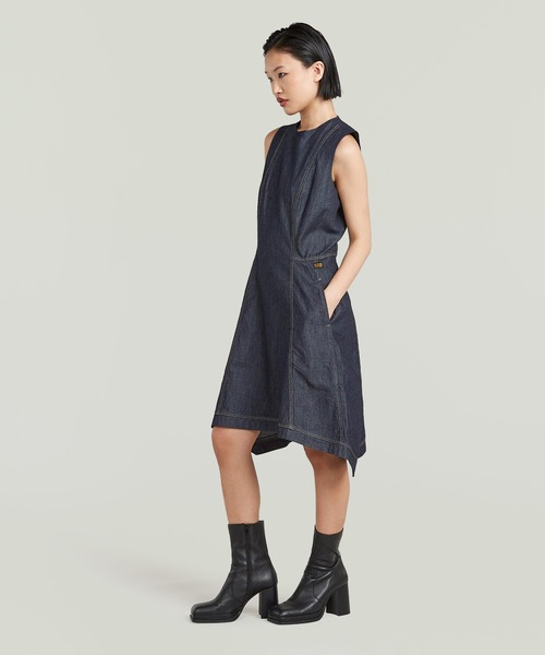 G-STAR（ジースター）の「Short Flare Dress/ショートフレアデニムワンピース（ワンピース・レディース・ダークインディゴブルー・MEDIUM/SMALL/X-SMALL）」の5枚目の写真
