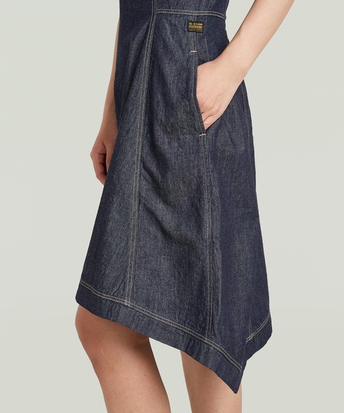 G-STAR（ジースター）の「Short Flare Dress/ショートフレアデニムワンピース（ワンピース・レディース・ダークインディゴブルー・MEDIUM/SMALL/X-SMALL）」の4枚目の写真