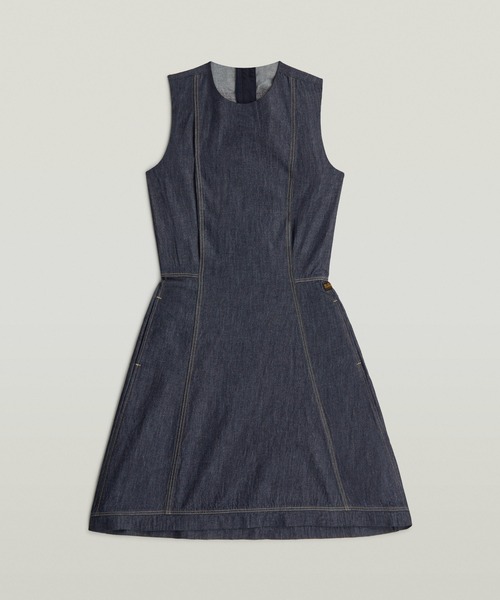G-STAR（ジースター）の「Short Flare Dress/ショートフレアデニムワンピース（ワンピース・レディース・ダークインディゴブルー・MEDIUM/SMALL/X-SMALL）」の3枚目の写真