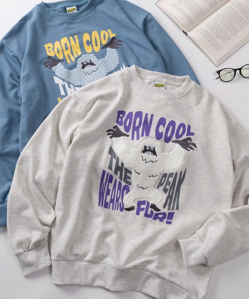 SlashDate(スラッシュデイト)の「【83】モンスターデザイン サガラ刺繍 裏毛 スウェット/メンズ/レディース/ユニセックス(スウェット・レディース・ライトグレー系1/ライトグレー系2/ライトグレー系/グレー系2/グレー系1/ブルー系/グレー系3/グリーン系/ワイン系/グリーン系1/グレー系/ライトグレー系3・XL/L/M)」の2枚目の写真