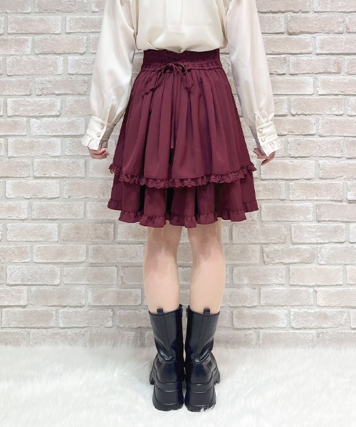 axes femme POETIQUE（アクシーズファムポエティック）の「バックレースアップミドルＳＫ（スカート・レディース・ブラック/ブラウン/ワイン・MEDIUM）」の6枚目の写真