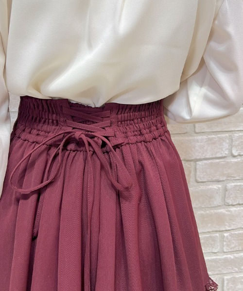 axes femme POETIQUE（アクシーズファムポエティック）の「バックレースアップミドルＳＫ（スカート・レディース・ブラック/ブラウン/ワイン・MEDIUM）」の9枚目の写真